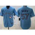 Men's Toronto Blue Jays #57 Shane Bieber Light Blue Cool Base Jersey
