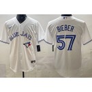 Men's Toronto Blue Jays #57 Shane Bieber White Cool Base Jersey