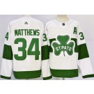 Men's Toronto Maple Leafs #34 Auston Matthews White St Patricks Authentic Jersey