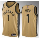 Men's Toronto Raptors #1 Gradey Dick Gold 2023 City Icon Heat Press Jersey