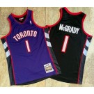 Men's Toronto Raptors #1 Tracy McGrady Purple Black 1999 Throwback Authentic Jersey
