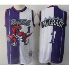 Men's Toronto Raptors #1 Tracy McGrady Purple White Split 1998 Throwback Swingman Jersey