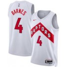 Men's Toronto Raptors #4 Scottie Barnes White Heat Press Jersey