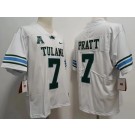 Men's Tulane University #7 Michael Pratt White College Football Jersey