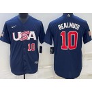 Men's USA #10 JT Realmuto Navy Player Number 2023 World Baseball Classic Cool Base Jersey