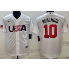 Men's USA #10 JT Realmuto White 2023 World Baseball Classic Cool Base Jersey