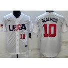 Men's USA #10 JT Realmuto White Player Number 2023 World Baseball Classic Cool Base Jersey