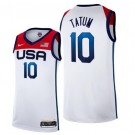 Men's USA #10 Jayson Tatum White 2021 Tokyo Olympics Hot Press Basketball Jersey