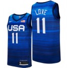 Men's USA #11 kevin love Blue 2021 Tokyo Olympics Hot Press Basketball Jersey