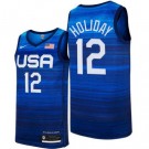 Men's USA #12 Jrue Holiday Blue 2021 Tokyo Olympics Hot Press Basketball Jersey
