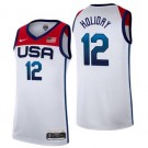 Men's USA #12 Jrue Holiday White 2021 Tokyo Olympics Hot Press Basketball Jersey