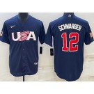Men's USA #12 Kyle Schwarber Navy 2023 World Baseball Classic Cool Base Jersey