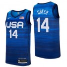 Men's USA #14 Draymond Green Blue 2021 Tokyo Olympics Hot Press Basketball Jersey
