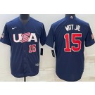 Men's USA #15 Bobby Witt Jr Navy Player Number 2023 World Baseball Classic Cool Base Jersey