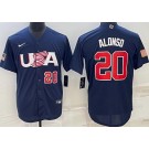 Men's USA #20 Pete Alonso Navy Player Number 2023 World Baseball Classic Cool Base Jersey