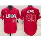 Men's USA #20 Pete Alonso Red Player Number 2023 World Baseball Classic Cool Base Jersey