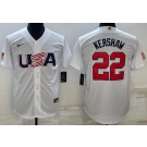 Men's USA #22 Clayton Kershaw White 2023 World Baseball Classic Cool Base Jersey