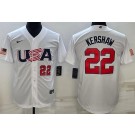 Men's USA #22 Clayton Kershaw White Player Number 2023 World Baseball Classic Cool Base Jersey