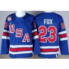 Men's USA #23 Adam Fox Blue 2026 Olympics Authentic Jersey