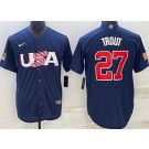 Men's USA #27 Mike Trout Navy 2023 World Baseball Classic Cool Base Jersey