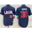Men's USA #30 Kyle Tucker Navy Player Number 2023 World Baseball Classic Cool Base Jersey