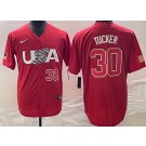 Men's USA #30 Kyle Tucker Red Player Number 2023 World Baseball Classic Cool Base Jersey