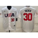Men's USA #30 Kyle Tucker White Player Number 2023 World Baseball Classic Cool Base Jersey