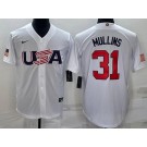 Men's USA #31 Cedric Mullins White 2023 World Baseball Classic Cool Base Jersey