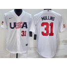 Men's USA #31 Cedric Mullins White Player Number 2023 World Baseball Classic Cool Base Jersey