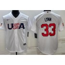 Men's USA #33 Lance Lynn White 2023 World Baseball Classic Cool Base Jersey