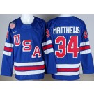 Men's USA #34 Auston Matthews Blue 2026 Olympics Authentic Jersey