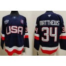 Men's USA #34 Auston Matthews Navy 2025 4 Nations Face Off Authentic Jersey