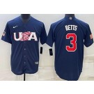 Men's USA #3 Mookie Betts Navy 2023 World Baseball Classic Cool Base Jersey