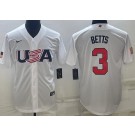 Men's USA #3 Mookie Betts White 2023 World Baseball Classic Cool Base Jersey