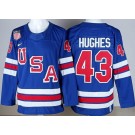 Men's USA #43 Quinn Hughes Blue 2026 Olympics Authentic Jersey