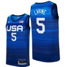 Men's USA #5 Zach LaVine Blue 2021 Tokyo Olympics Hot Press Basketball Jersey