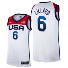 Men's USA #6 Damian Lillard White 2021 Tokyo Olympics Hot Press Basketball Jersey