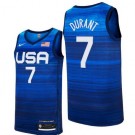 Men's USA #7 Kevin Durant Blue 2021 Tokyo Olympics Hot Press Basketball Jersey