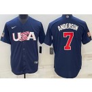 Men's USA #7 Tim Anderson Navy 2023 World Baseball Classic Cool Base Jersey