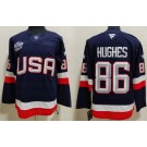 Men's USA #86 Jack Hughes Navy 2025 4 Nations Face Off Authentic Jersey