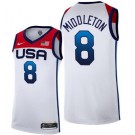 Men's USA #8 Khris Middleton White 2021 Tokyo Olympics Hot Press Basketball Jersey