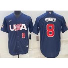 Men's USA #8 Trea Turner Navy Player Number 2023 World Baseball Classic Cool Base Jersey