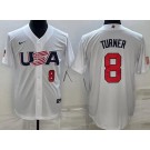 Men's USA #8 Trea Turner White Player Number 2023 World Baseball Classic Cool Base Jersey