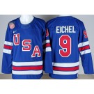 Men's USA #9 Jack Eichel Blue 2026 Olympics Authentic Jersey