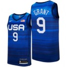 Men's USA #9 Jerami Grant Blue 2021 Tokyo Olympics Hot Press Basketball Jersey