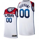 Men's USA Custom White 2021 Tokyo Olympics Hot Press Basketball Jersey