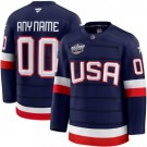 Men's USA Customized Navy 2025 4 Nations Face Off Authentic Jersey