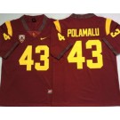 Men's USC Trojans #43 Troy Polamalu Red 2020 College Football Jersey