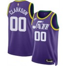 Men's Utah Jazz #00 Jordan Clarkson Purple 2023 Classic Icon Heat Press Jersey