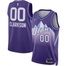 Men's Utah Jazz #00 Jordan Clarkson Purple 2024 City Heat Press Jersey